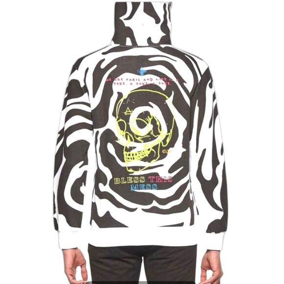 Eleven Paris Bless This Mess Cotton Hoodie Swirl Aop Skull Mens Size Large 42 44 - Picture 2 of 8